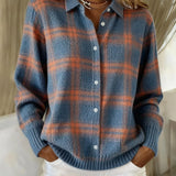 Victoria - Retro-Karomuster Pullover mit Kontrast Casual