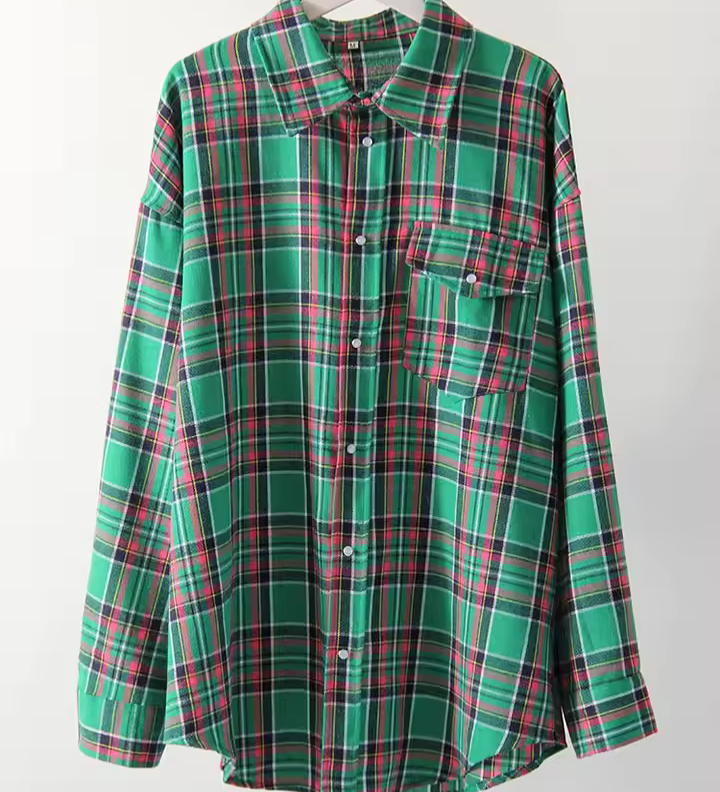 LEANDRA - ÜBERGRÖSSE KAROMUSTER VINTAGE HEMD