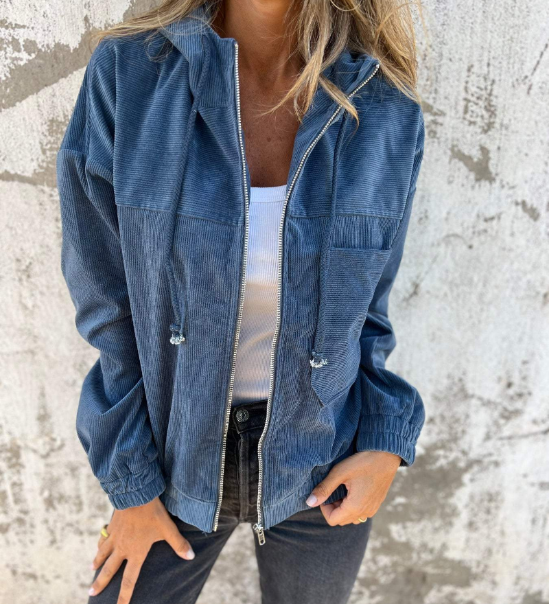 Ella - Corduroy Kapuzenjacke mit Reissverschluss