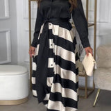 SURI - Stylisches und Raffiniertes Gestreiftes Kleid für Damen