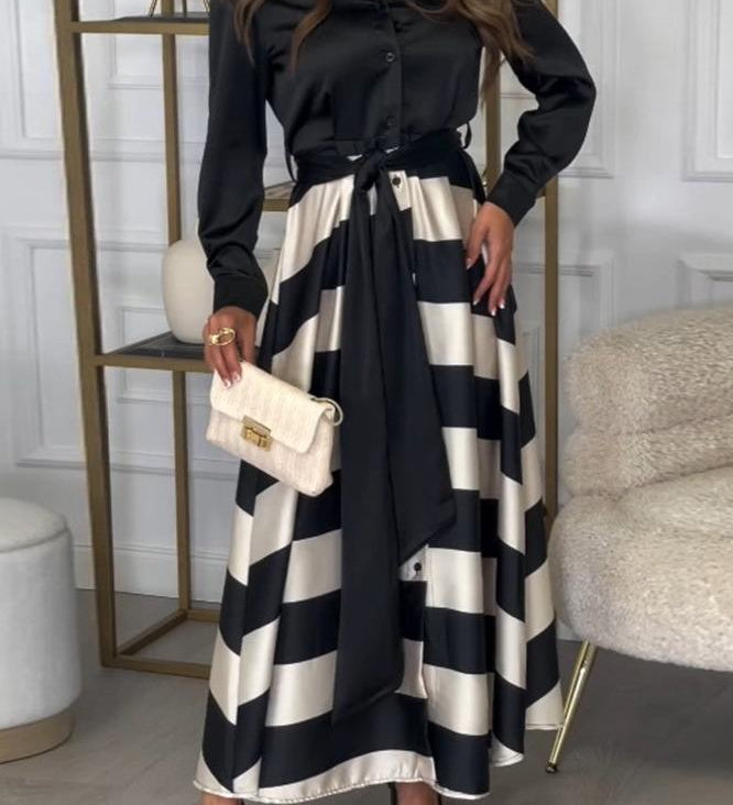 SURI - Stylisches und Raffiniertes Gestreiftes Kleid für Damen