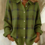 Victoria - Retro-Karomuster Pullover mit Kontrast Casual