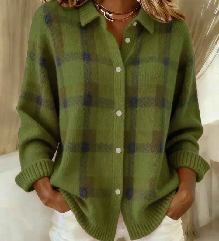 Victoria - Retro-Karomuster Pullover mit Kontrast Casual