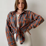 LEANDRA - ÜBERGRÖSSE KAROMUSTER VINTAGE HEMD