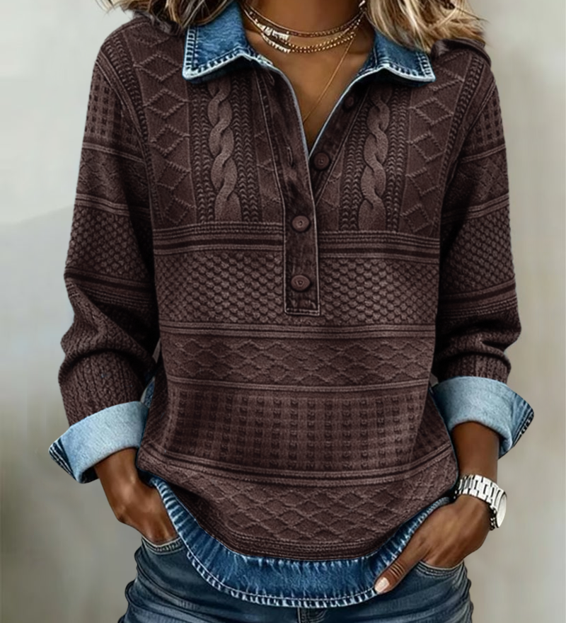 Gwen - Moderner Halbbrustpullover – Chic Denim-Stil