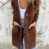 Florentine - Lässiger, einreihiger dicker Mantel mit Revers