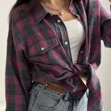 LEANDRA - ÜBERGRÖSSE KAROMUSTER VINTAGE HEMD