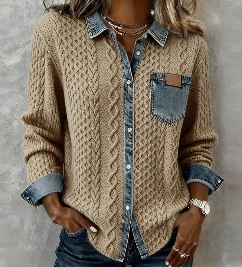 Juliane - Gestrickter Denim-Pullover