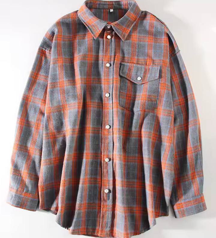 LEANDRA - ÜBERGRÖSSE KAROMUSTER VINTAGE HEMD