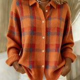 Victoria - Retro-Karomuster Pullover mit Kontrast Casual