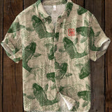 AGATA - Vintage Fisch-Hemd aus japanischer Kunstleinenmischung