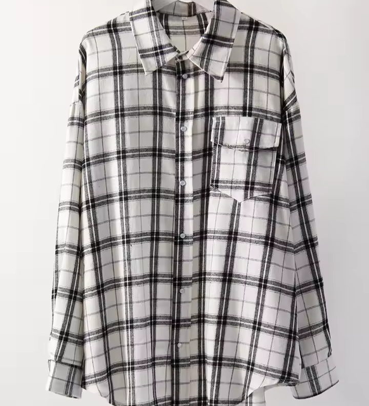 LEANDRA - ÜBERGRÖSSE KAROMUSTER VINTAGE HEMD