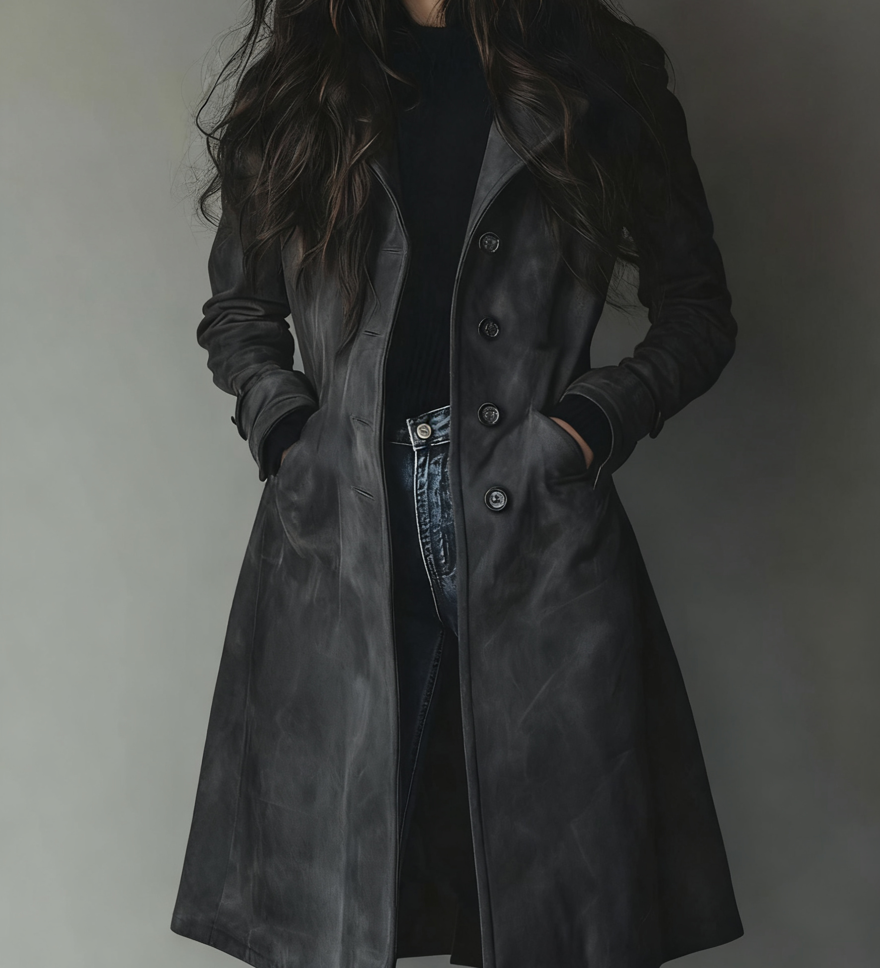 Teresa - Vintage-Trenchcoat aus Wildleder-Optik