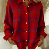 Victoria - Retro-Karomuster Pullover mit Kontrast Casual