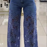 Leni - Moderne Jeans mit Spitzenaufnähern