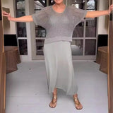 DIANA - Elegantes 2-teiliges Kleid + durchbrochenes Oberteil