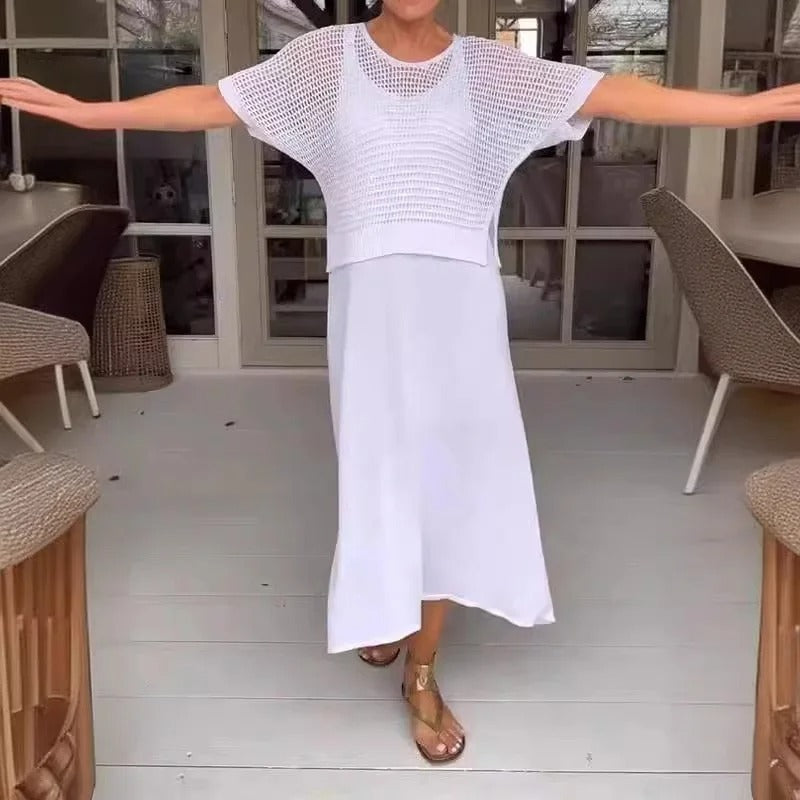 DIANA - Elegantes 2-teiliges Kleid + durchbrochenes Oberteil