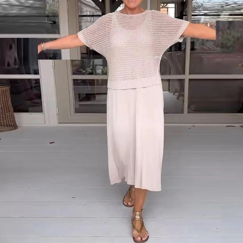 DIANA - Elegantes 2-teiliges Kleid + durchbrochenes Oberteil